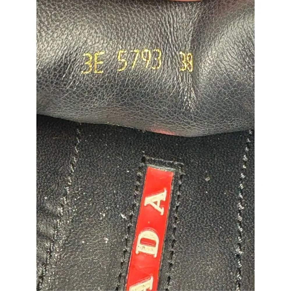 Prada Calzature Donna Black Patent Leather Sneaker Nylon Laces Vintage Women 38 - Picture 7 of 7